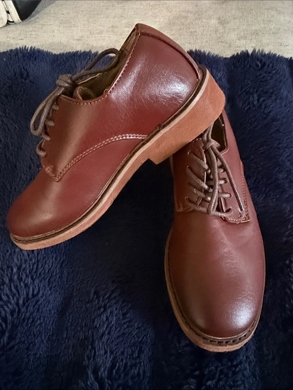 Deer Stags Brown Leather Lace-Up Kids Dress Shoes